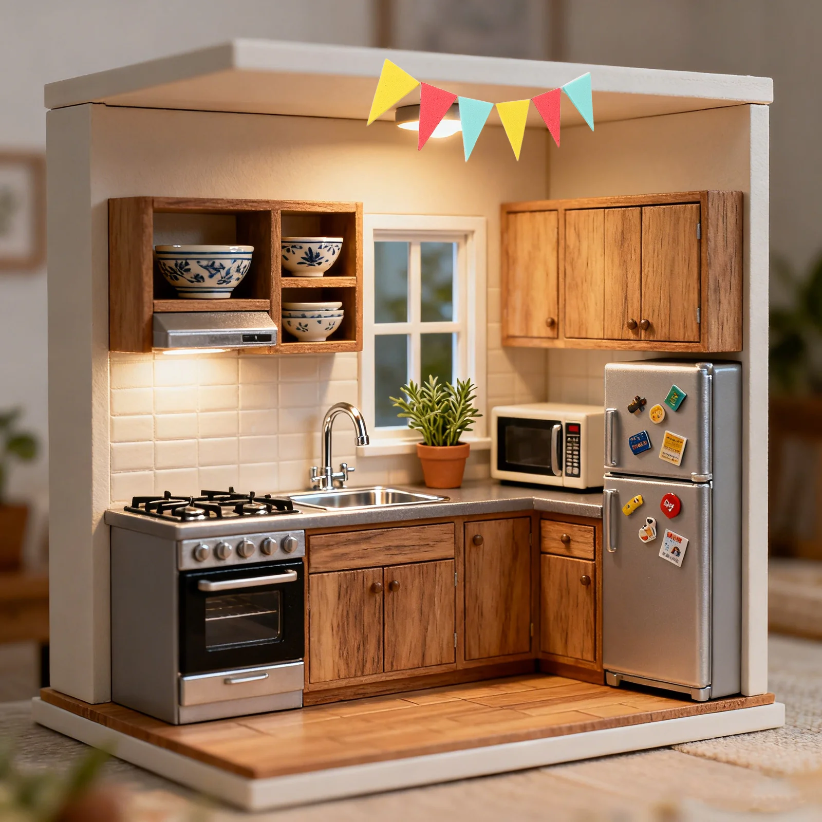 

10pcs Miniature Dollhouse Decor Flags Multicolor Triangle Bunting Garland For Diy Fairy Garden Party Christmas