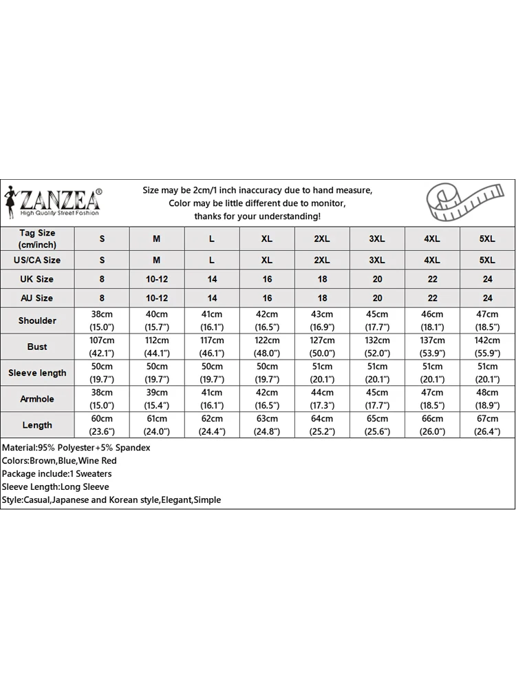 Zanzea-女性用長袖ニットセーター、カジュアルカラースプライシングプルオーバー、シンプルなラウンドネックジャンパー、エレガント、秋、2024