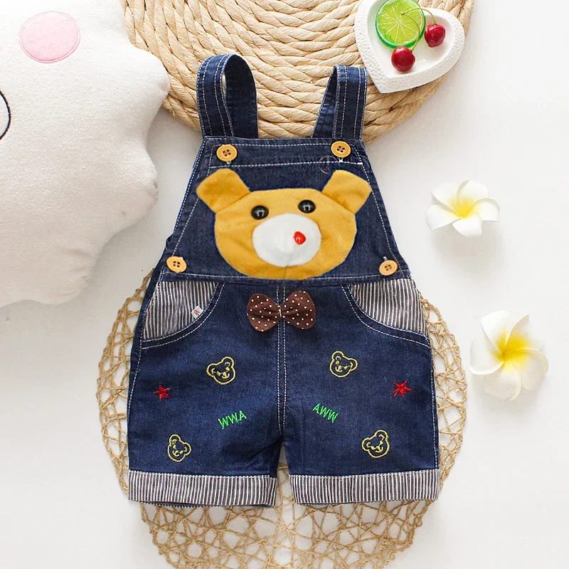 

DIIMUU 1-3Y Infant Summer Fashion Kids Girls Denim Short Overalls Clothes Child Girl Casual Cartoon Print Pants Clothing Bottoms