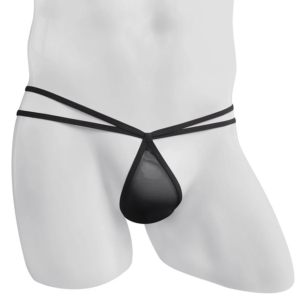 男性のためのセクシーなシームレスな下着,メッシュ,透明,ポケット付き,ひもパンティー,穴あき,通気性,軽量,男性用パンティー