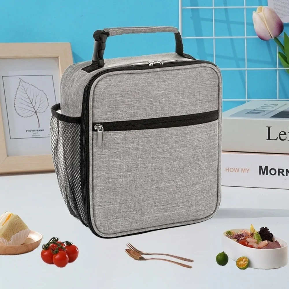 Eco-Friendly Oxford Cloth Thermal Lunch Bag Waterproof Square Insulated Lunch Box Leak-Proof Food Storage Outdoor Activities