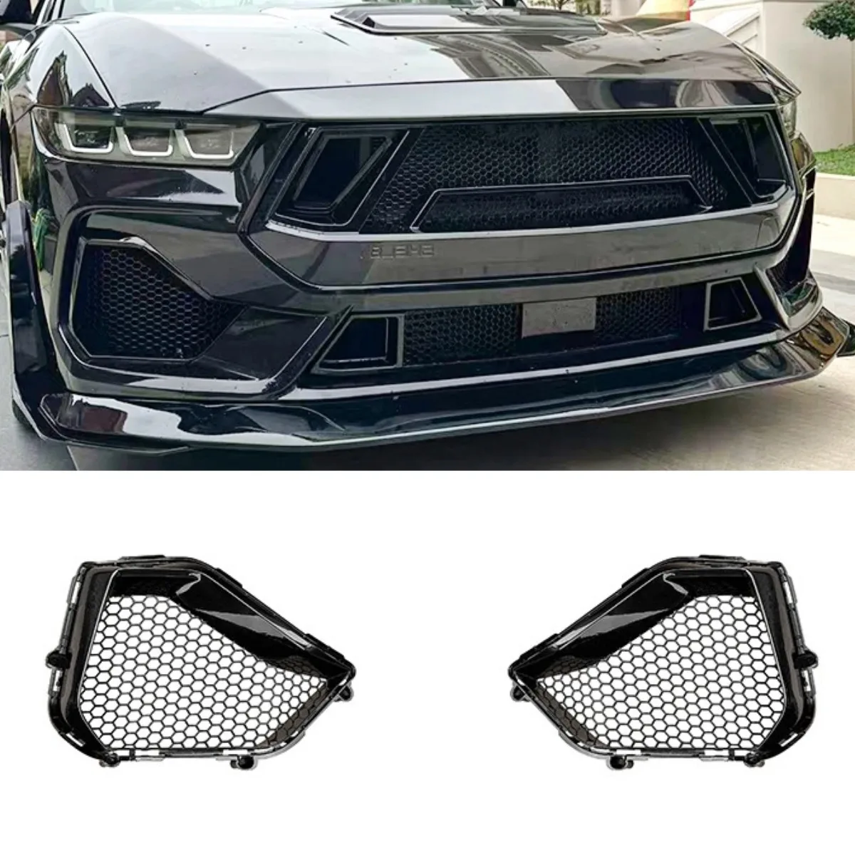 

For Ford Mustang S650 2024+ Car Side Bumper Air Intake Vent Splitter Accessories Bumper Splitter Cover Air Vent Trim Body Kit