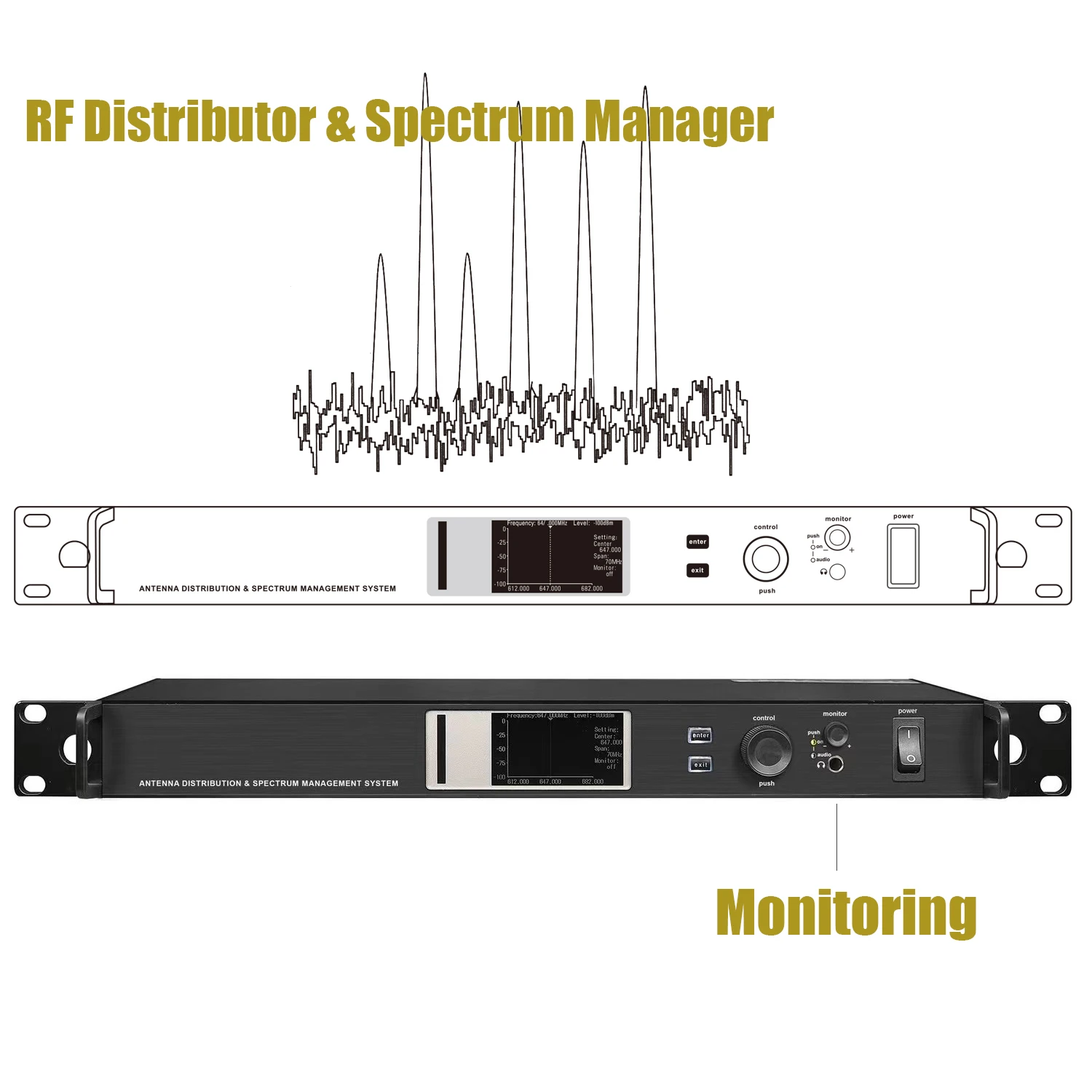 AXT600 UHF Antenna Distribution & Spectrum Management System RF Signal Amplifier Cascade / Monitoring Distributor Stage Audio