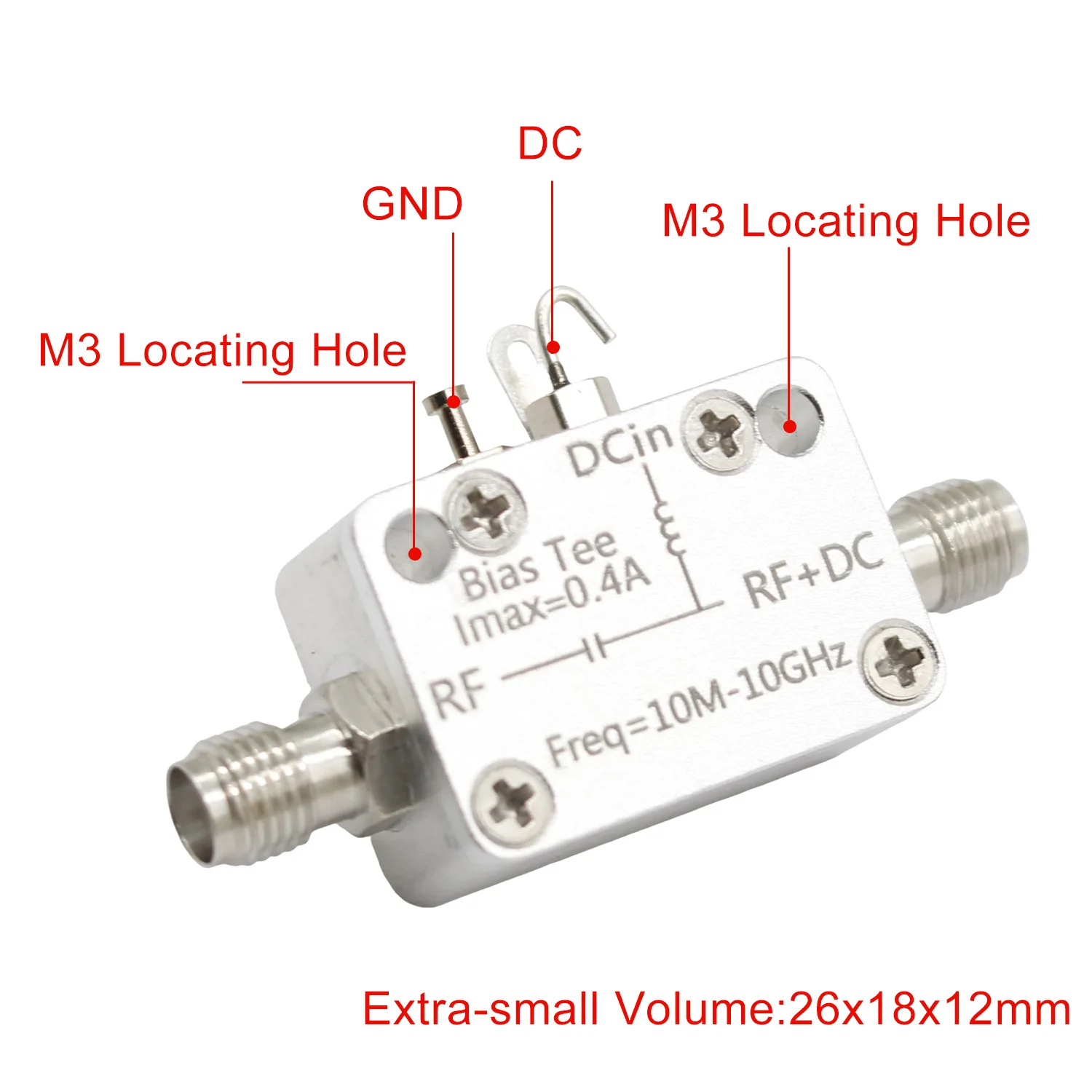 1-2PCS 10M-10G RF Isolator SMA DC Feed Bias Tee Coaxial Bias 400mA For HAM Radio Broadband Amplifier SDR Receiver GPS BiasTee