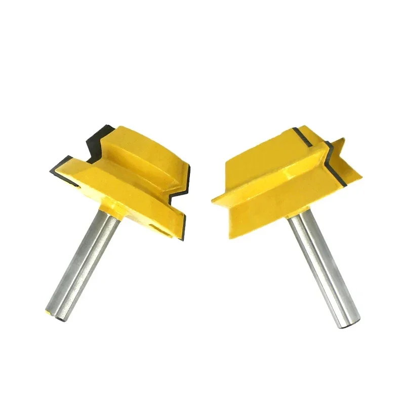 2pcs 8mm Shank Lock Miter Tenon Router Bits 22.5 Degree Glue Joinery Milling Cutter Set for Wood Woodwork