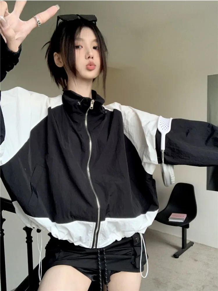 Korean Version of The Casual Sports Coat Oversized Y2K Summer Thin Section Outdoor Sunscreen Windbreaker Varsity Jacket Women