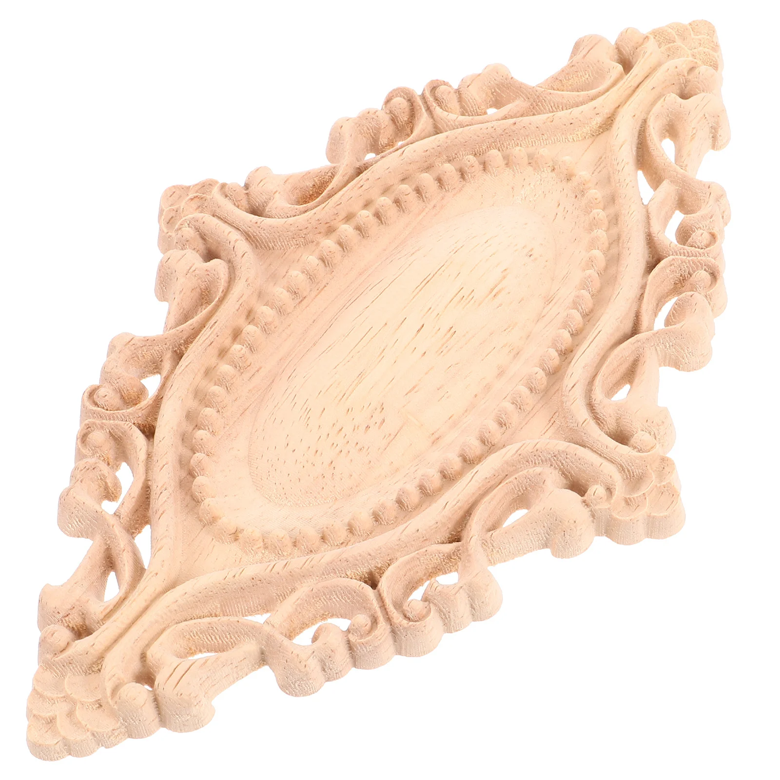 European Style Wood Carving Applique Oval Unfinished Decorative Onlay For Furniture Door Wall Wooden Appliques Home Decor