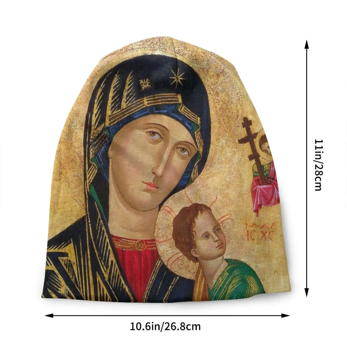 Custom Our Lady Of Perpetual Help Bonnet Hat Knitted Hat Men Women Fashion Roman Catholic Virgin Mary Winter Warm Beanies Cap