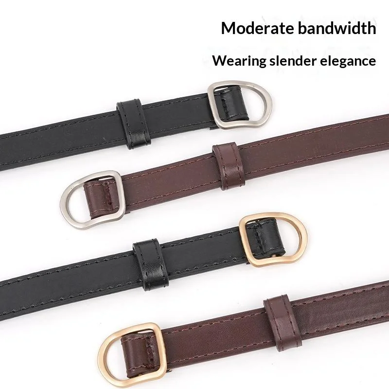 Women Belt Fashionable Gold Button Non Perforated Belt Authentic Leisure Versatile PU Leather Belt Paired With Pants Jeans Belt