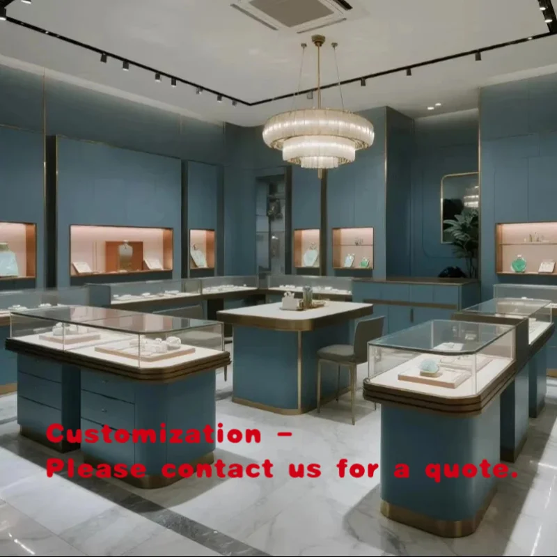 

custom.Luxury Jewelry Vitrine Display Cabinet Mixed Material Glass Wood Stainless Steel