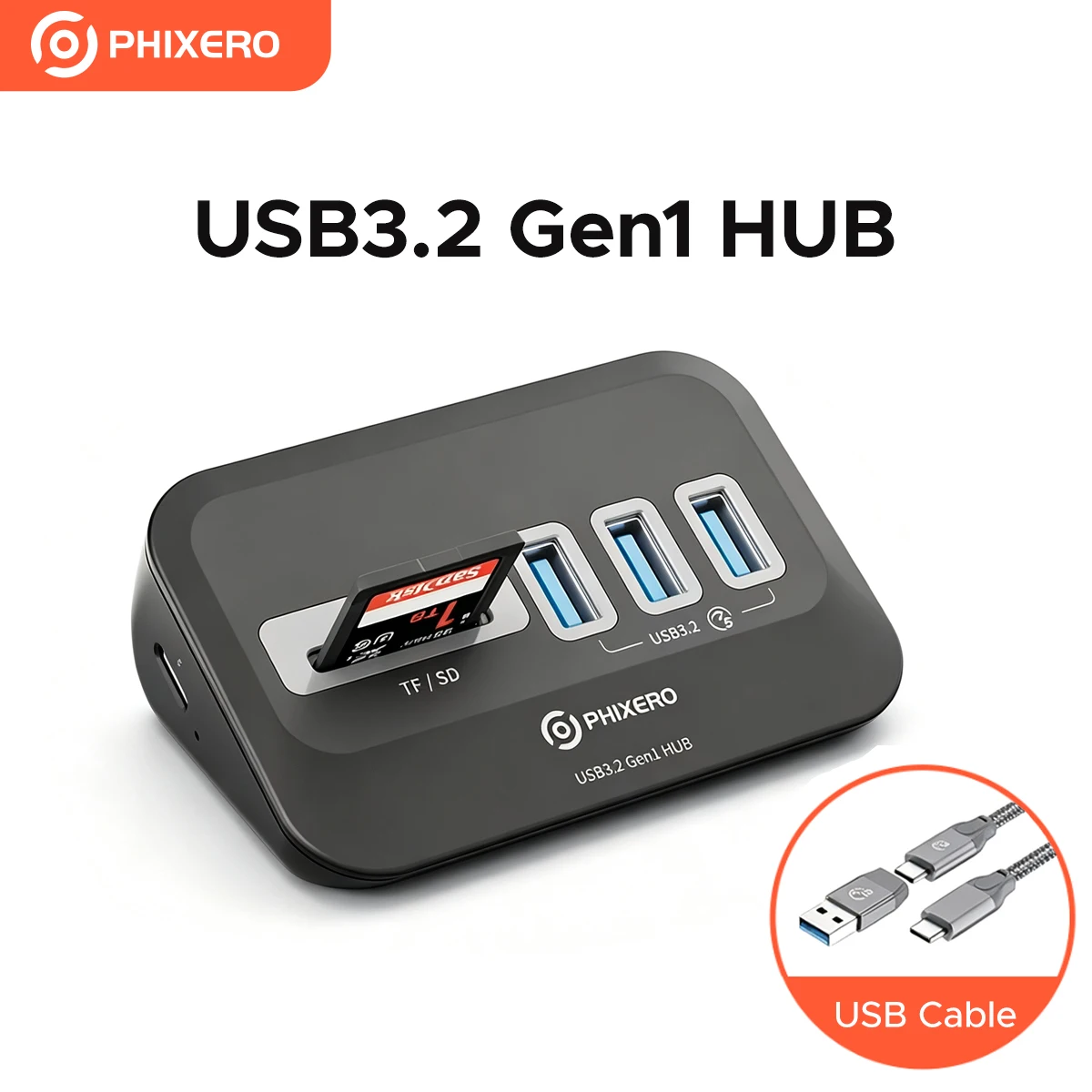 PHIXERO USB 3.2 Docking Station HUB Type C USB 3.0 Adapter Multifunction Multi Ports Docking Station with SD Card for Laptop PC