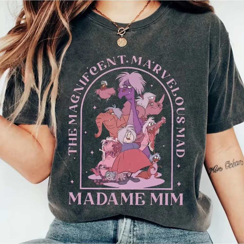 تي شيرت Madame Mim Retro - تي شيرت قطني بنمط شرير ديزني للرجال والنساء كاجوال بأكمام قصيرة بنمط الرسوم المتحركة #1