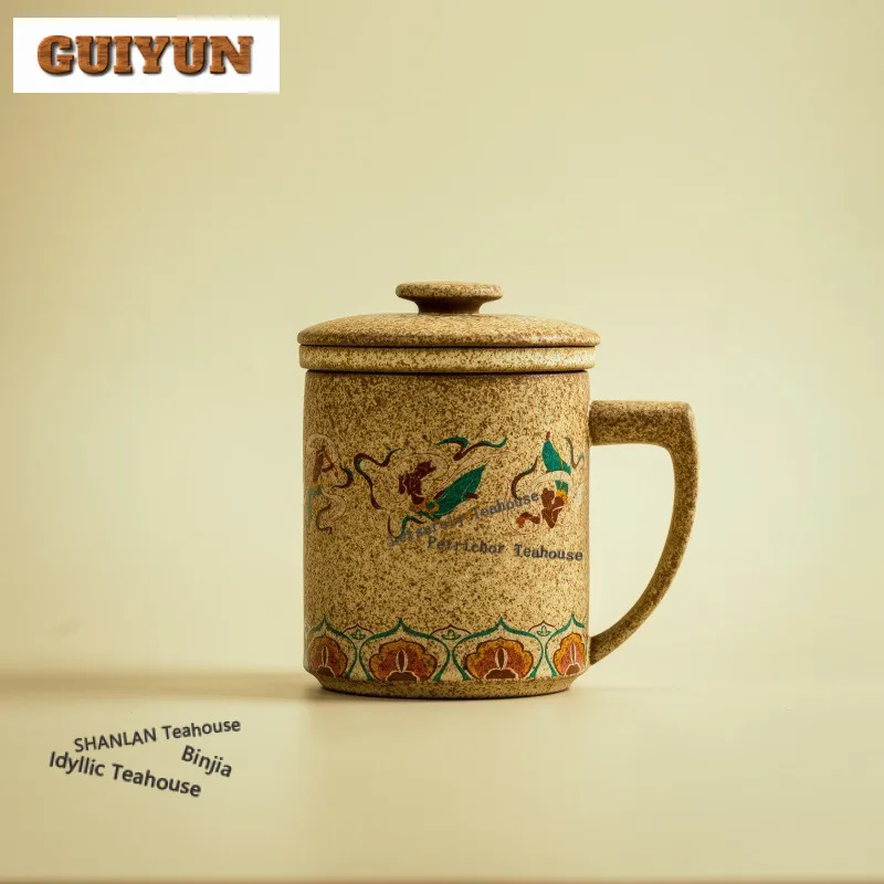 

400ml Dunhuang Apsaras Cultural Creative Filter Tea Separator Cup Aesthetic Tea Mug With Infuser Tea Maker Office Water Cup Gift