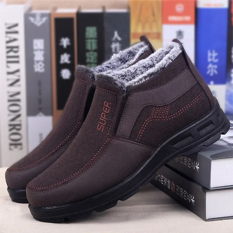 Winter Men\'s Shoes Large Cotton Boots Thickened Warm Soft-soled Cotton Shoes The Elderly Warm snow boots