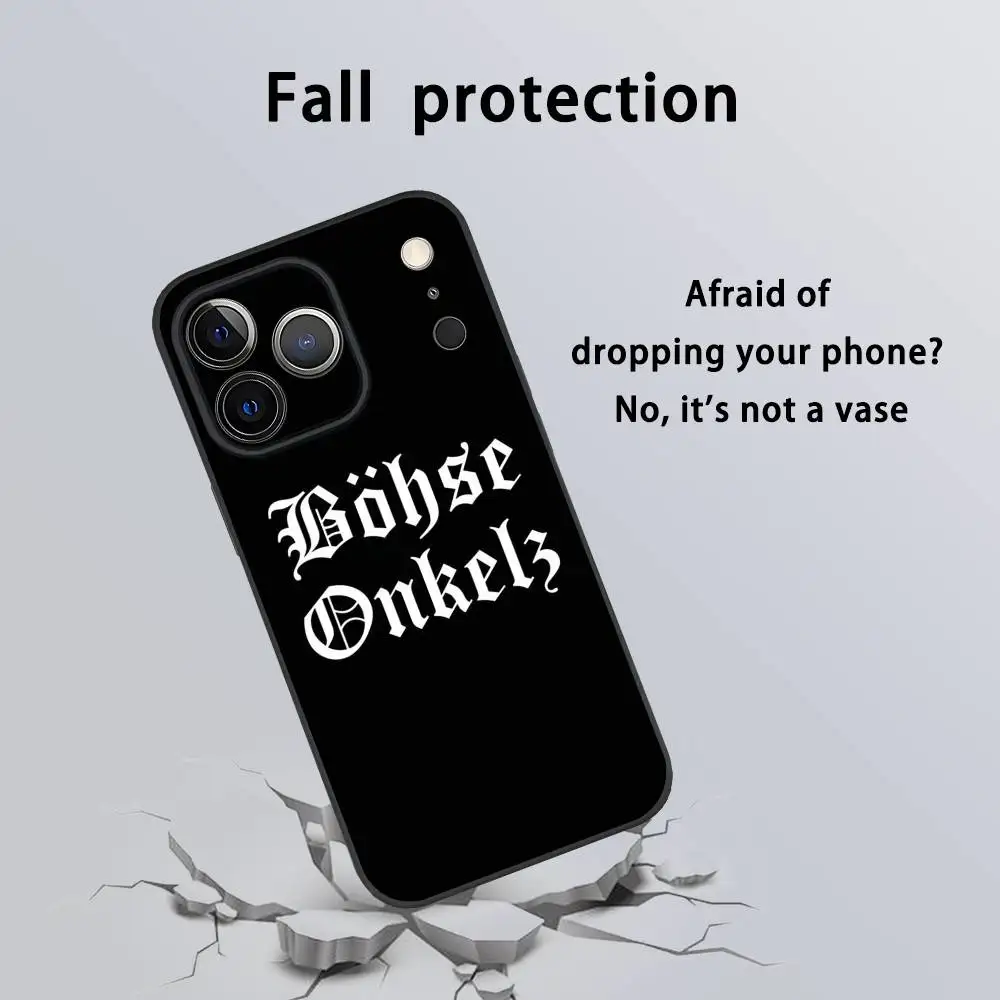 

B-Bohse O-Onkelz Band Phone Case For IPhone 17 16 15 14 13 12 11 Pro Max Plus Mini Black Frosted Soft Shell Funda