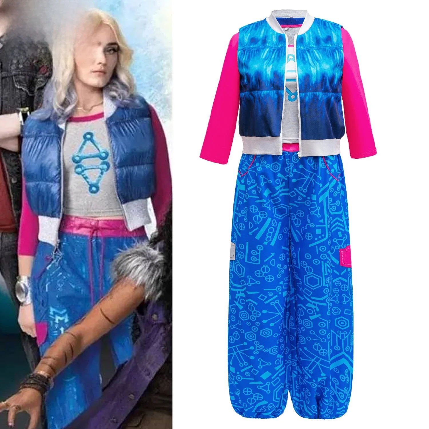 

Детский новый костюм для косплея на Хэллоуин в стиле «Зомби-школа», комплект для ролевых игр, полиэстер 100%