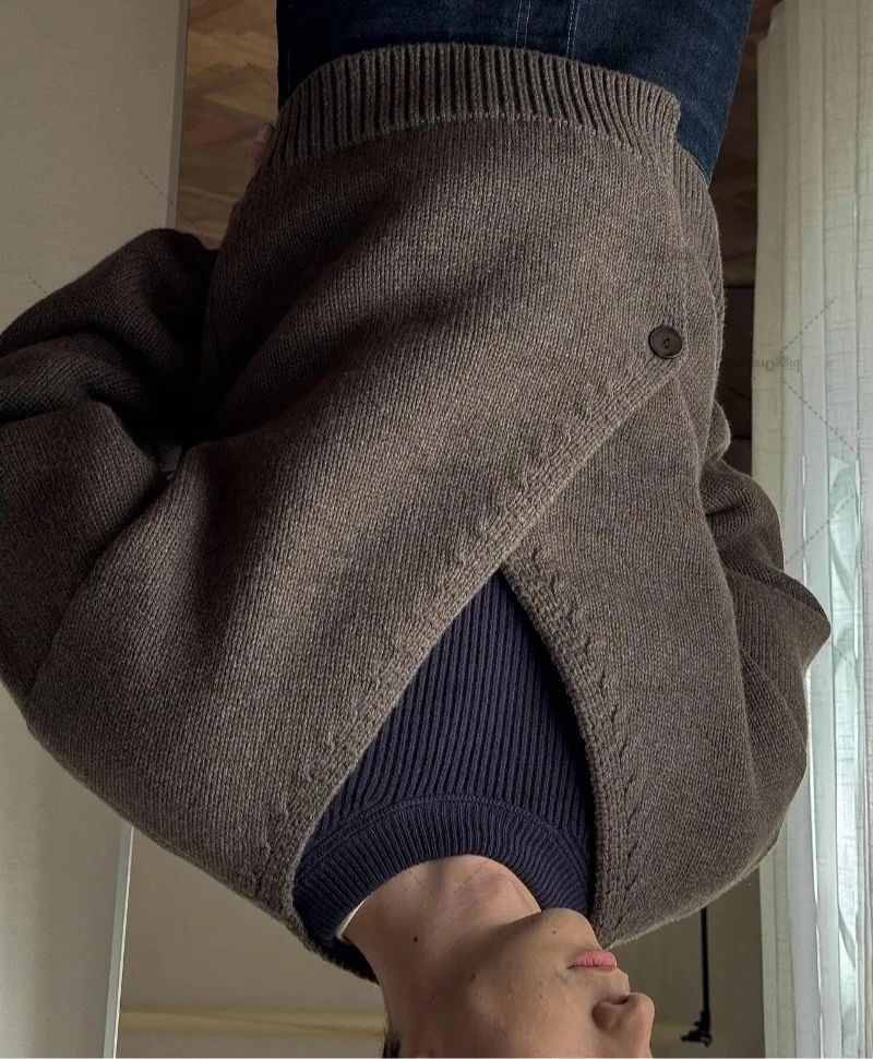 

Мужской Y2K хип-хоп модный брендовый коричневый свободный свитер High Street женский ретро Harajuku однотонный винтажный повседневный кардиган большого размера