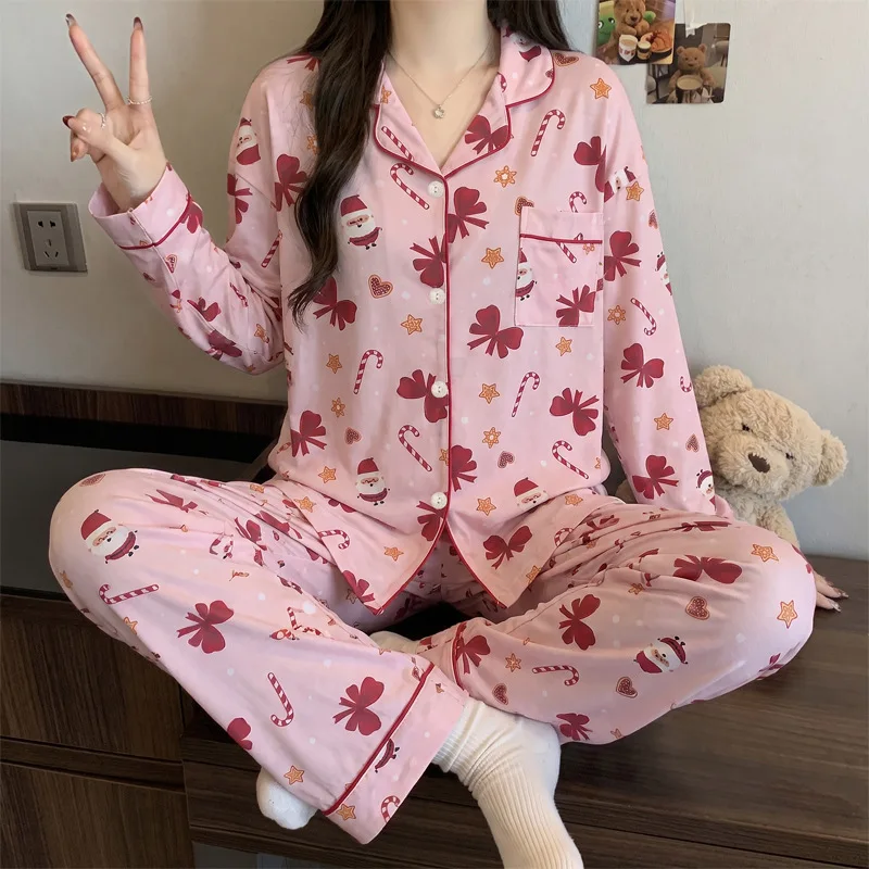 Christmas Stay at Home Soft Sleepwear for Women Popular Autumn Items New Year's Ceremony Style Long Sleeved Homewear Nightwear