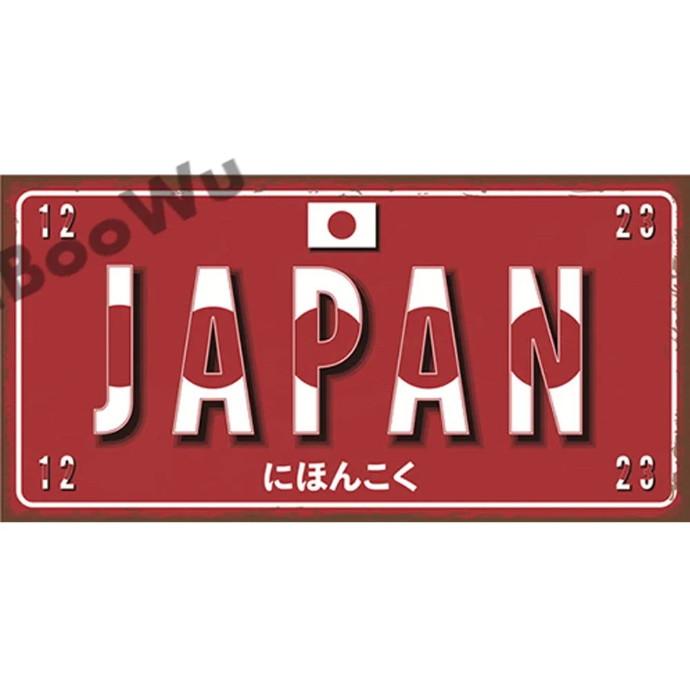 Asia Countries Name Flag License Plate Poster Vintage Home Decor Retro Metal Tin Signs Pub Car Garage Wall Art Decor