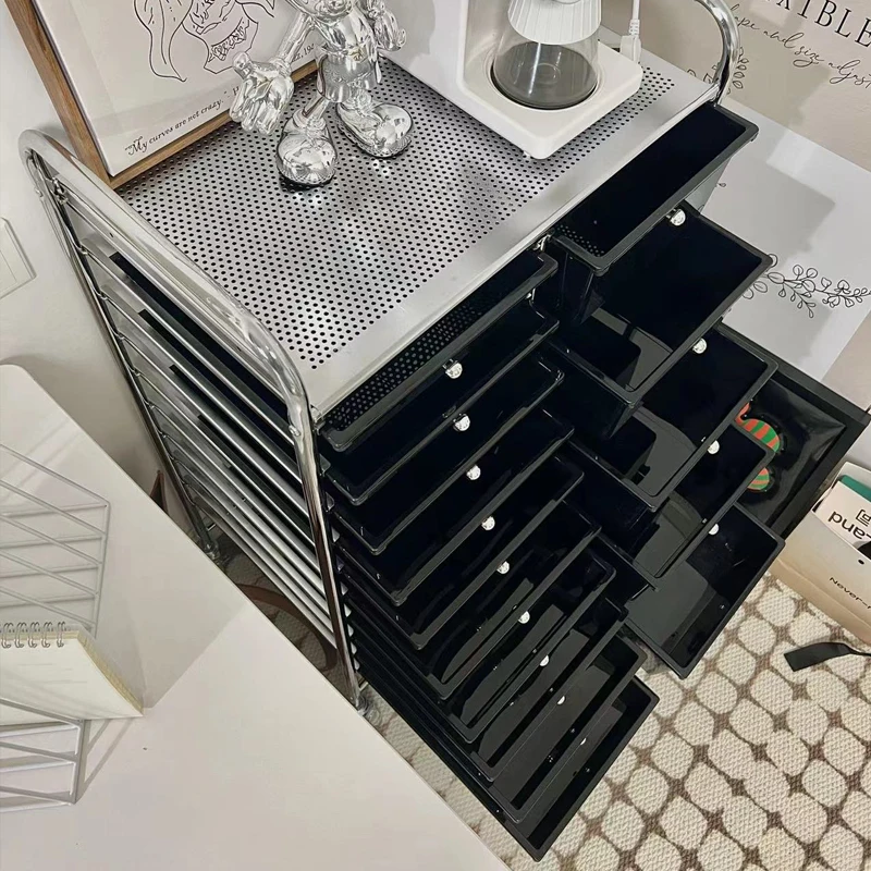 Szafka na kółkach do domu, szafka na mobil, szuflada, szafka do przechowywania, szafka do przechowywania w sypialni, plastikowa szafka, czarna