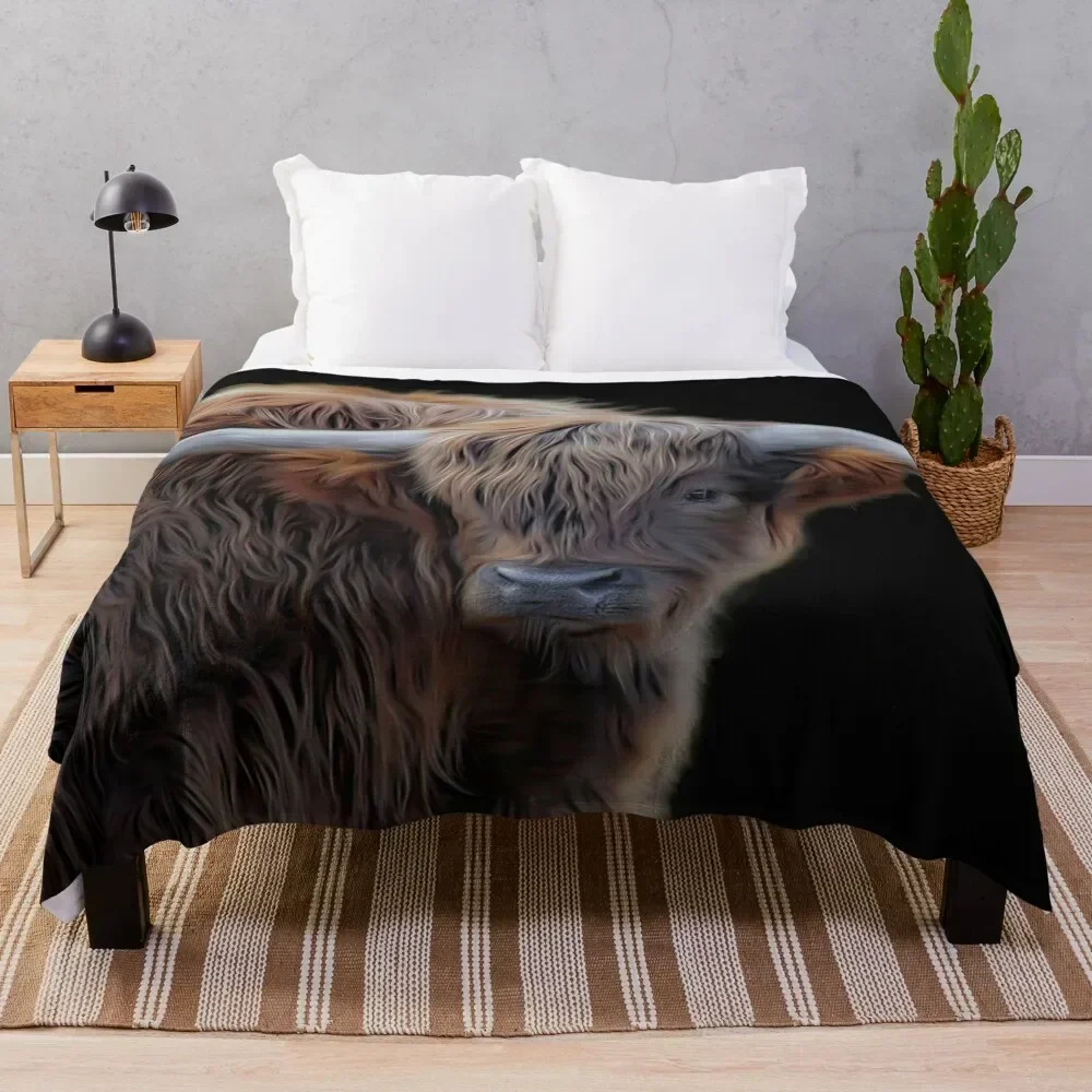 

Scottish Highland cow Throw Blanket Long Lasting Soft Plush Blanket for Daily Use