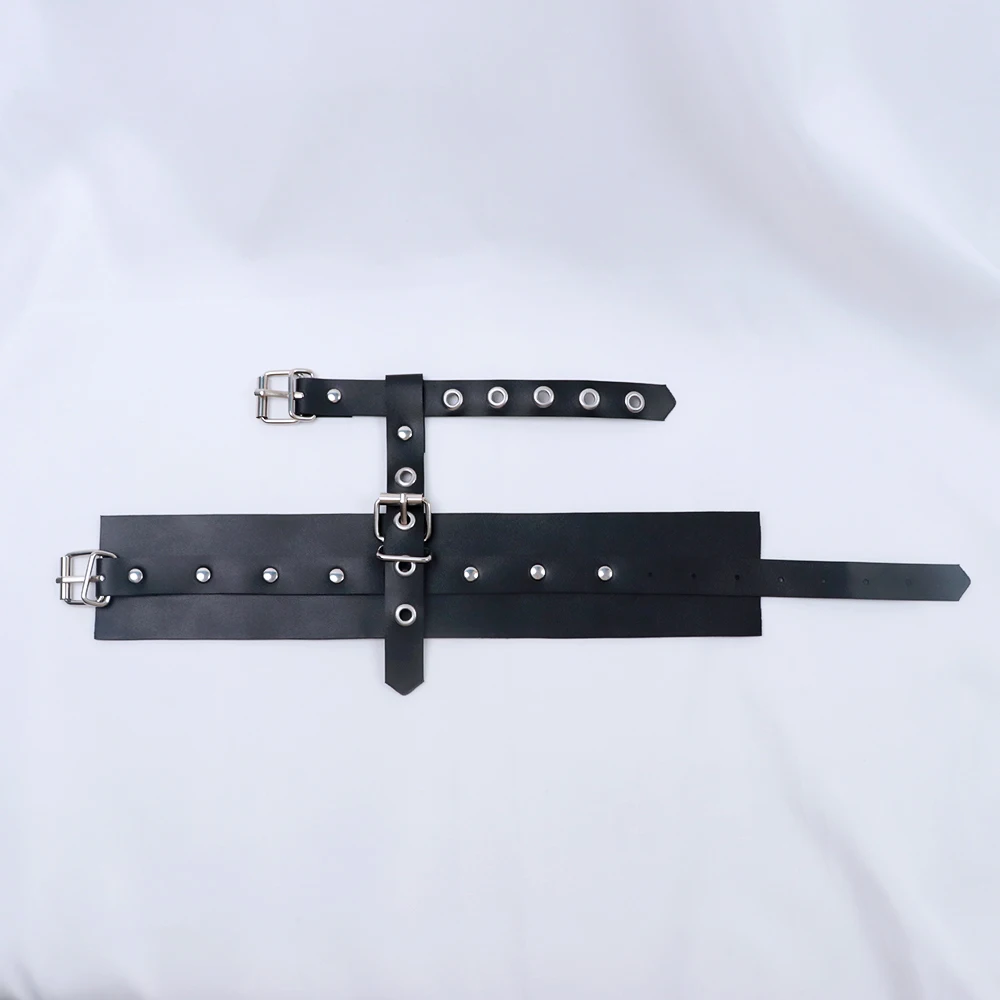 PU Leather Hand Wrist to Thumbs Cuffs Bondage Belts Cosplay BDSM Ankle Wrist Adjustable Strap with Toes Restraints Sex Toys