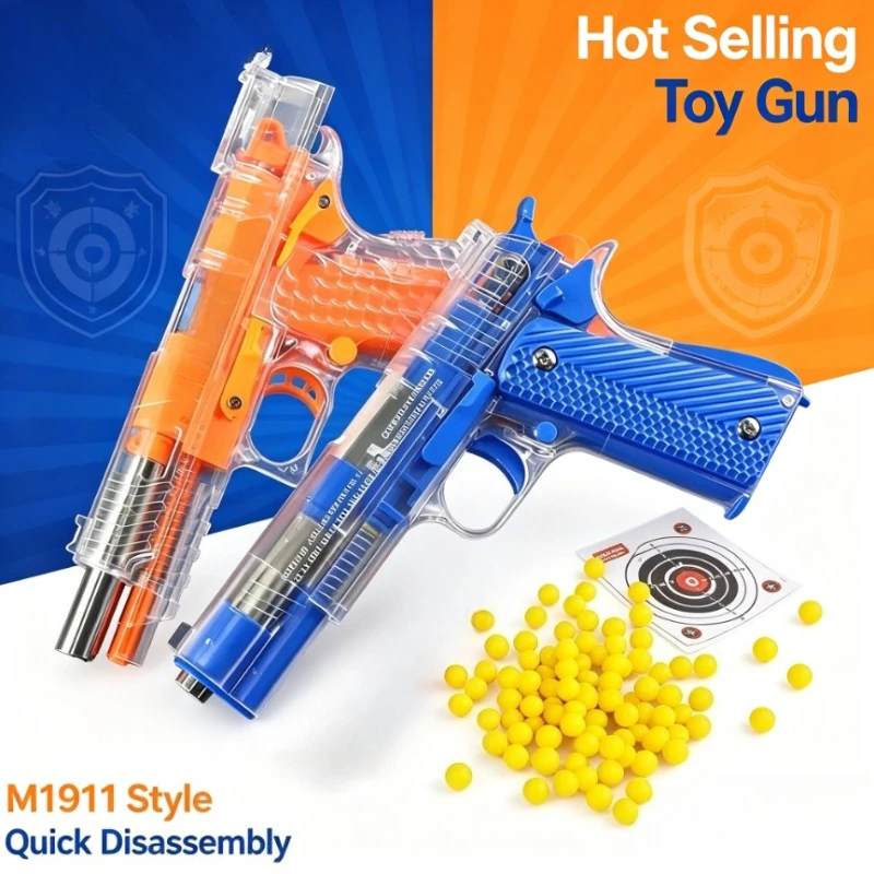 M1911 Toy Gun, Empty Chamber Hanging, Quick Disassembly, Lower Magazine BB Bullet Play Toy for Boys Children Gift