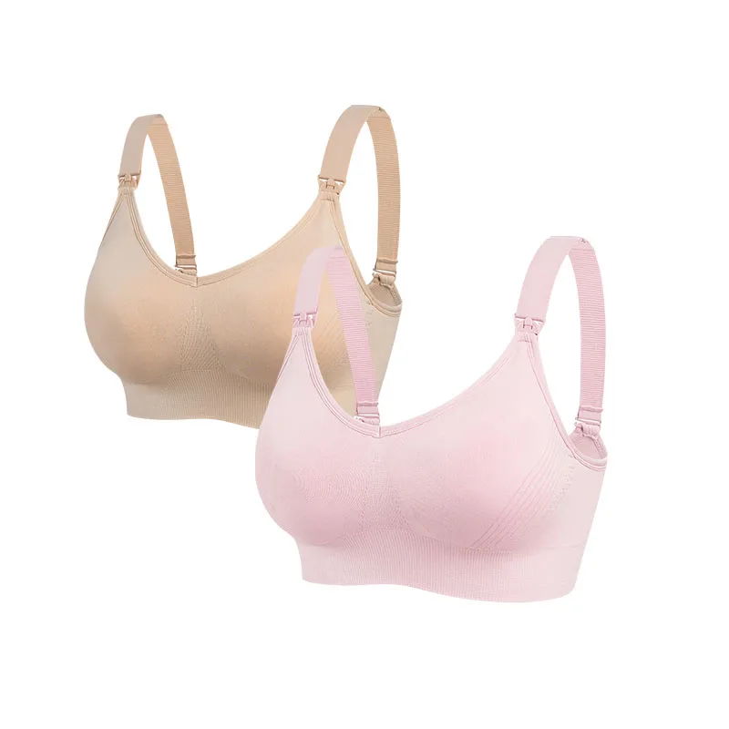 2pcs/Lot Maternity Wireless Front Open Nursing Bra Women\'s Breathable Seamless Breastfeeding Bras Pregnant  Mom Clothing