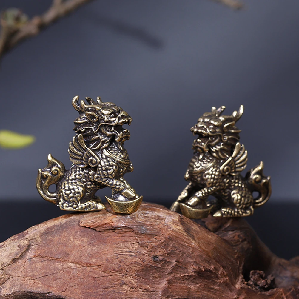

2 Pcs Yuanbao Decorative Figurines Desktop Adornments Feng Shui Ornaments Brass Material Home Office Bedroom Living Room