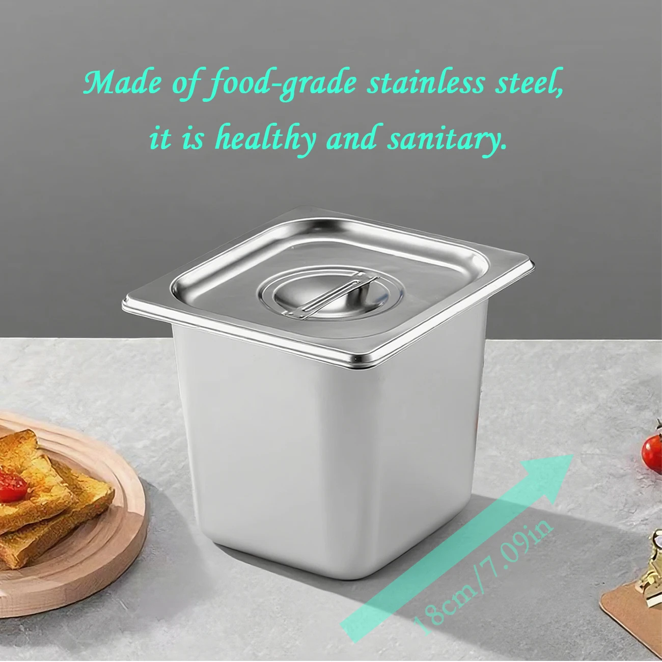 

3/4 Piece Stainless Steel Food Storage Containers Hotel Pot Steam Table Pan with Lid Restaurant Kitchen Essential Safe for Food