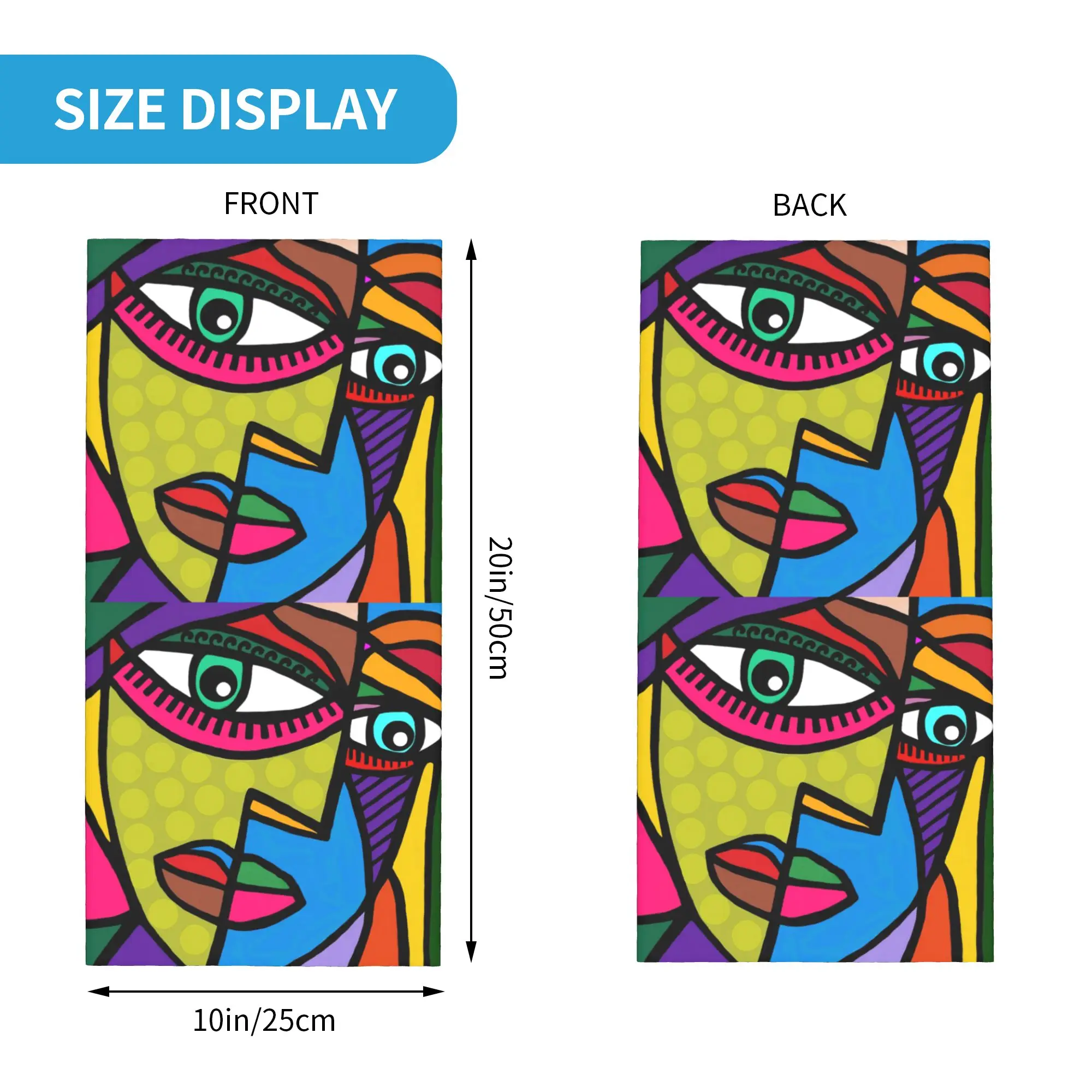 Pablo Picasso Funky Art Face with Dots and Stripes Bandana Neck Gaiter Printed Wrap Scarf Face Mask Cycling Unisex  All Season