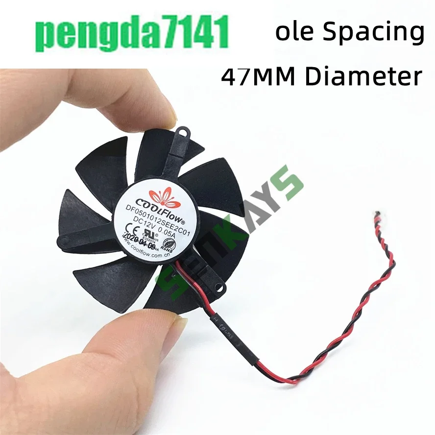 Ultra Silencioso VGA Fan Blade, espaçamento do furo, alta qualidade, 45mm, 47mm de diâmetro, 39mm, 12V, 2Pin