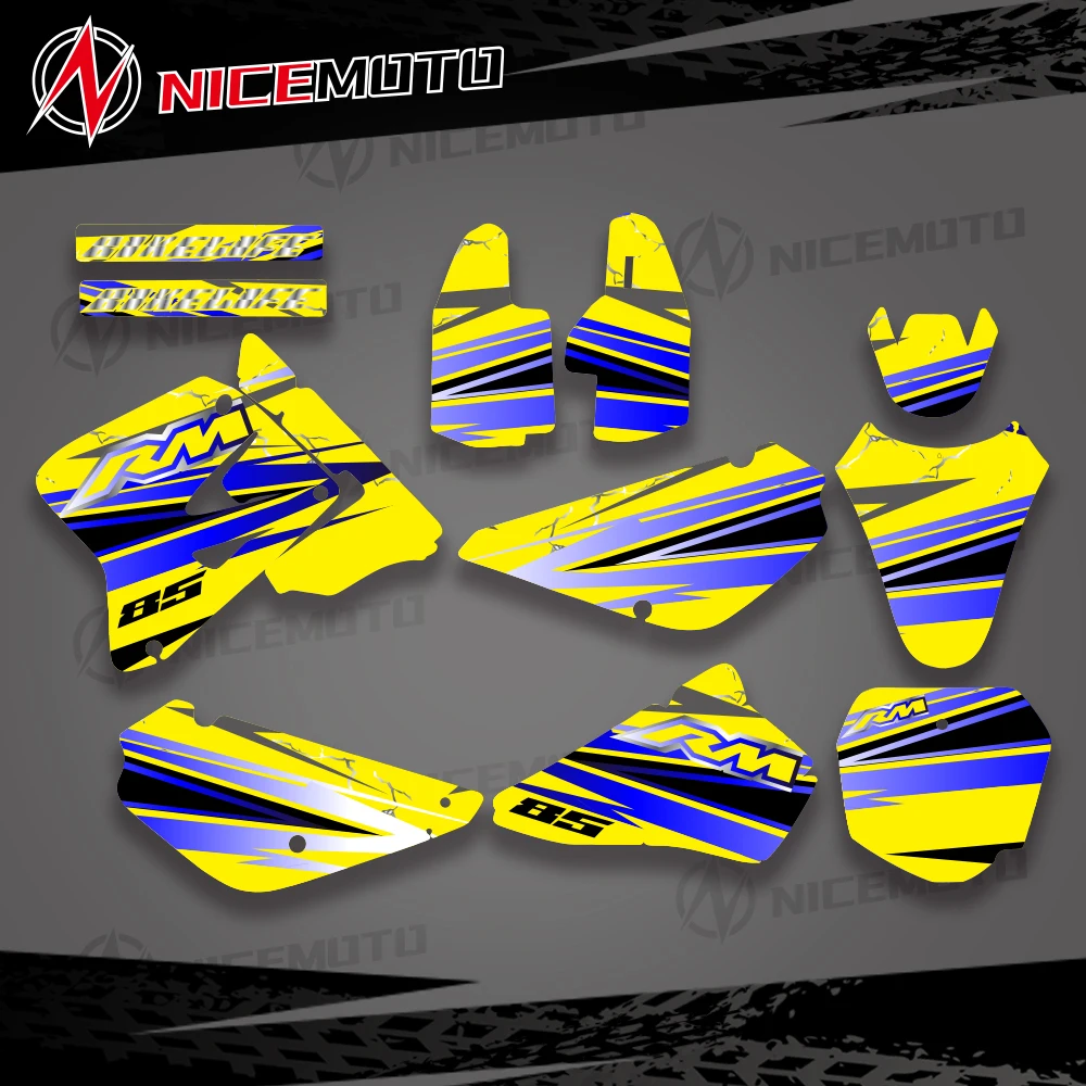 

New TEAM GRAPHICS & BACKGROUNDS DECALS LABELS Kits Fit For SUZUKI RM85 2002 03 04 05 06 07 08 09 10 11 12 2013 2014 2015