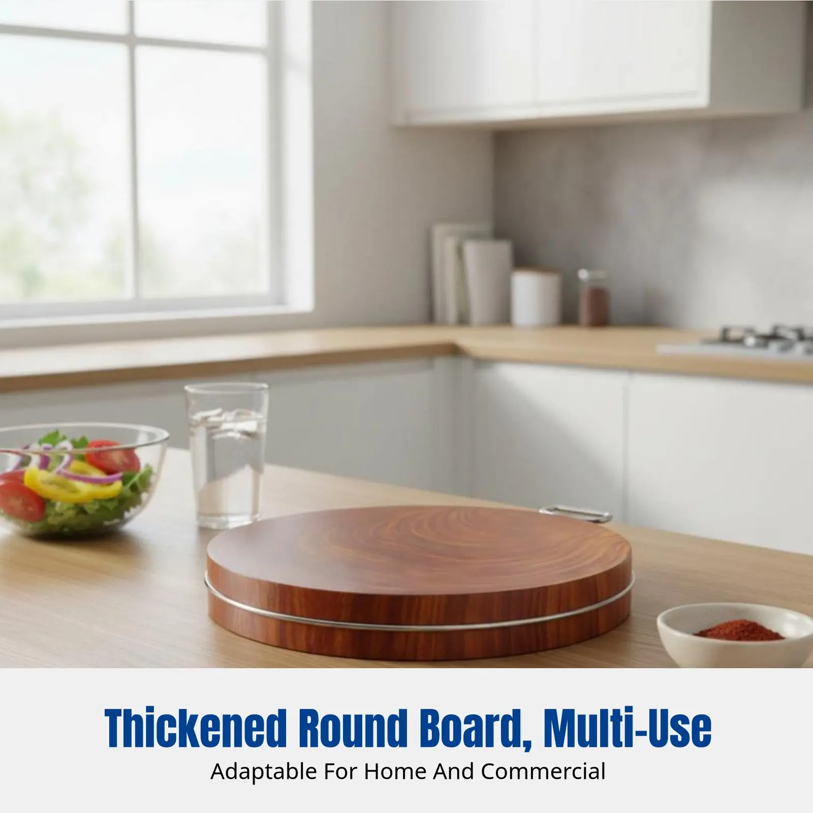 

Round Ironwood Butcher Block, Thick Durable Wood Cutting Board for Kitchen and Chefs