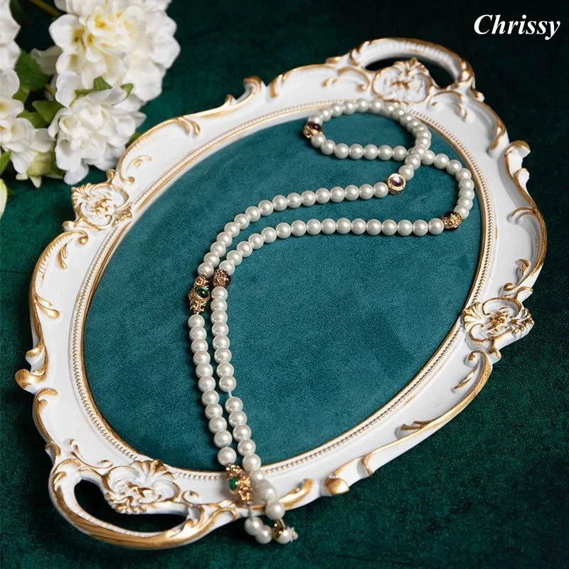 

Антикварный овальный лоток с двойной ручкой, органайзер для ювелирных изделий в фоторамке для серег и колец, креативная плоская опора