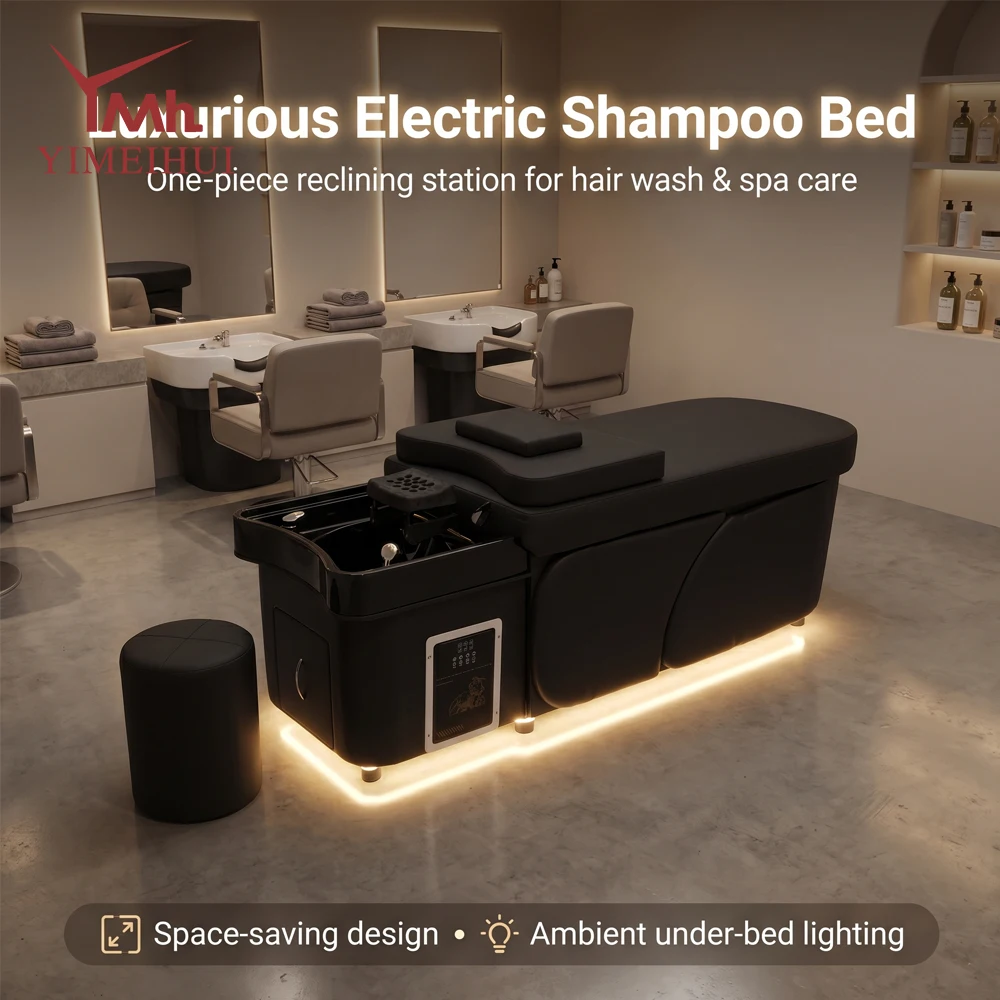 Water Cycle Shampoo Bowl and Chair Hair Washing Massage Salon Storage Korean Head Spa Bed with Enclosed Lockers