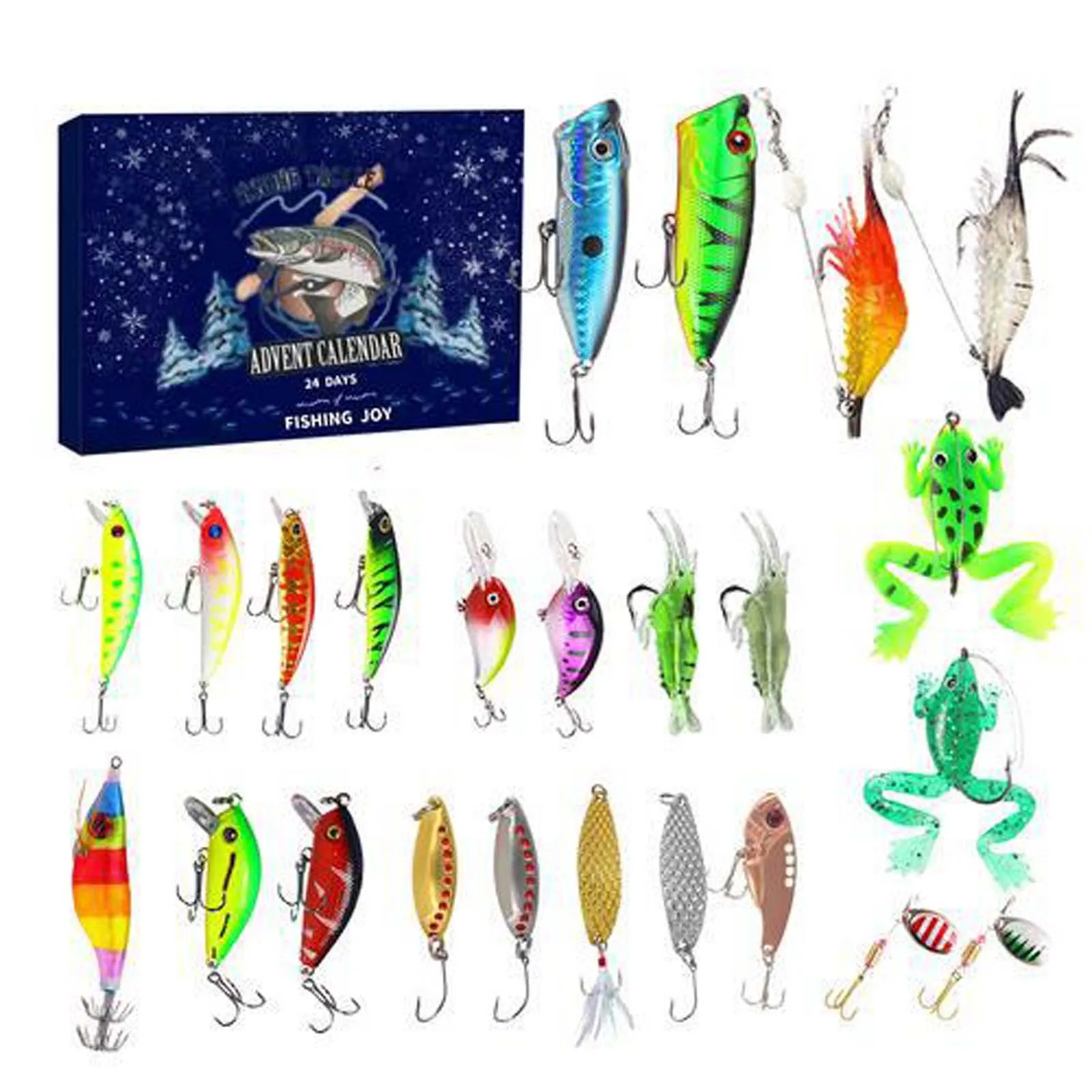 2024 Fishing Tackle Advent Calendar 24 Day Christmas Advent Calendar Fishing Tackle Box Creative Christmas Gifts Countdown ﻿