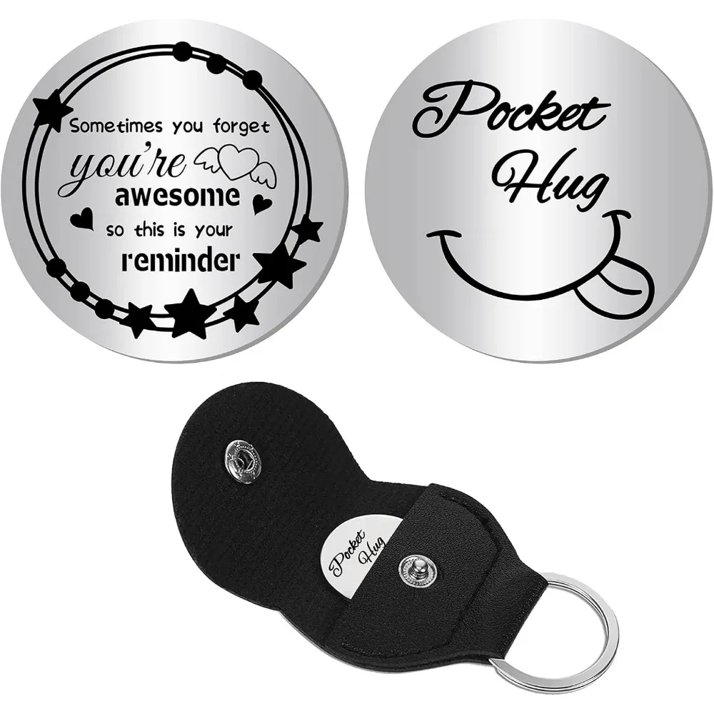 Pocket Hug Token Inspiration Gift Long Distance Relationship Keepsake Stainless Steel Double Sided