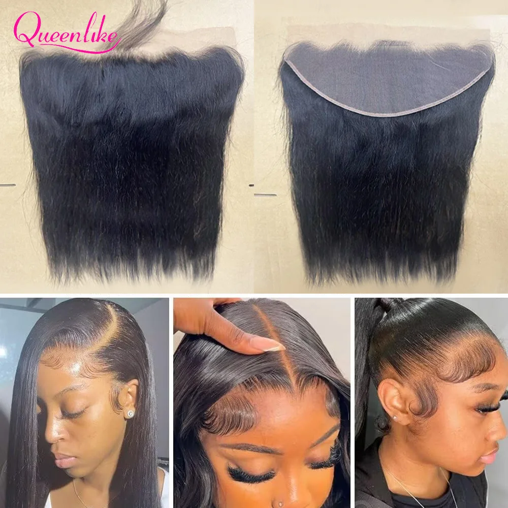 22 24 Inch Straight 13x6 Lace Closure Brazilian Hair Transparent Straight Human Hair HD Lace Frontal With Baby Hair Pre Plucked