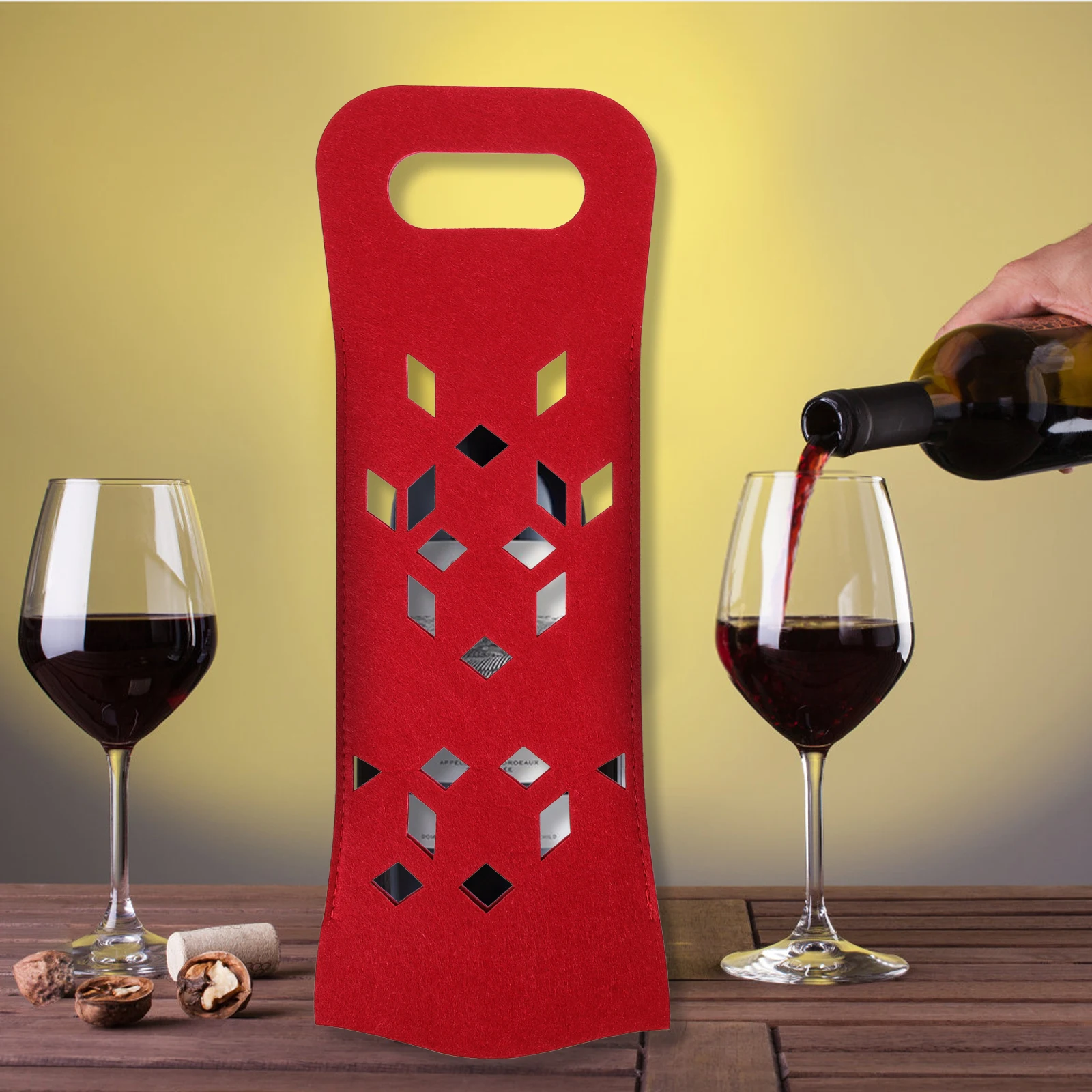

2 Pcs Wine Storage Gift Bag Tote Beverage Bottle Carrier Practical Compartments Felt