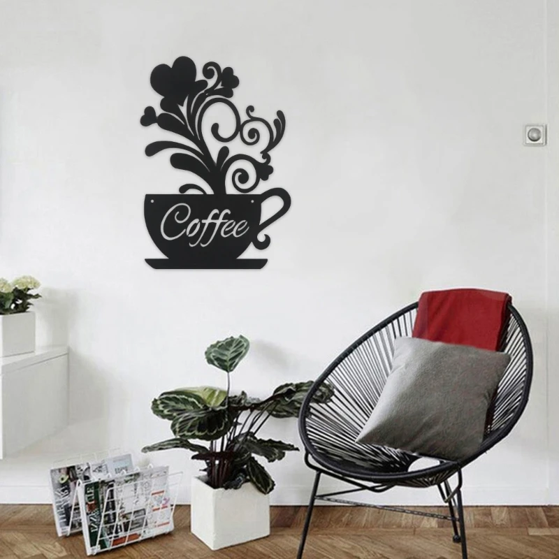 

Metal Coffee Cup Sign Wrought Iron Decor Ornament Crafts Supplies