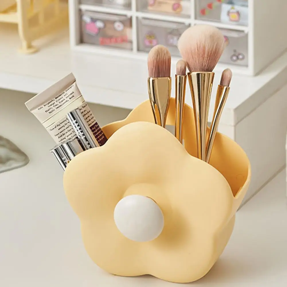 Em forma de flor Maquiagem Brush Container, Desk Organizer, Pen Holder, Pincéis de papelaria, Lápis Case, cor vibrante, grande capacidade