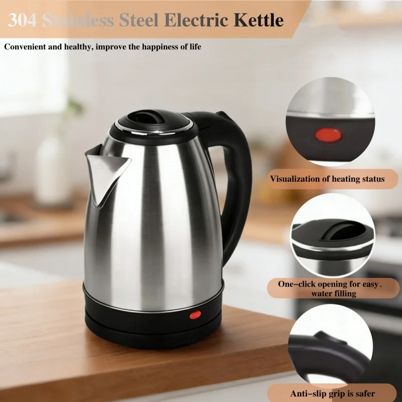 2.0L Stainless Steel Electric Kettle Tea Pot Base Separation Desion Tea Pot Automatic Power Off Rust-Resistant Durable For Home