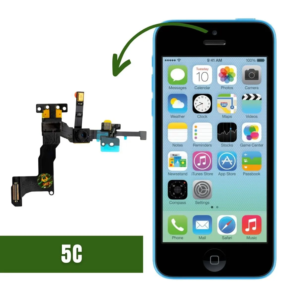 Front camera with sensor compatible with iPhone 5C