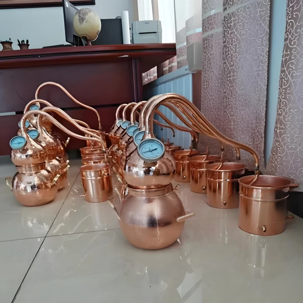 3L  Alembic Whiskey,Copper Home Mini Steam Distiller for Hydrosol, Brandy, Traditional Gin & Alcohol Purification