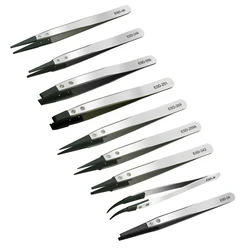 LEFAVOR Anti-Static plastic Tweezers Stainless Steel Industrial replace Tweezers Insulated Straight/Curved Tip White Tweezers