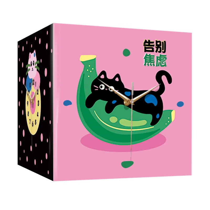 

Современные прощальные банановые зеленые угловые двусторонние настенные часы для гостиной, бесшумные угловые часы допамина