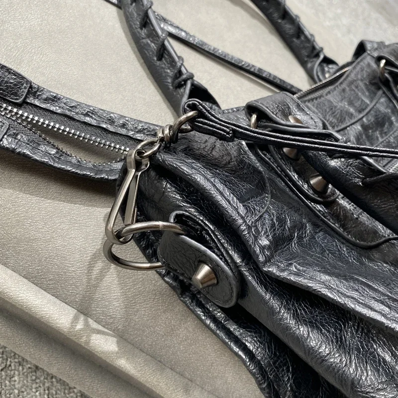 NO logo Soft Pu Leather Brand Girls Shoulder Bags Black HandBags Tote New Arrival Mini Small Motorcycle Bags Crossbody for Women
