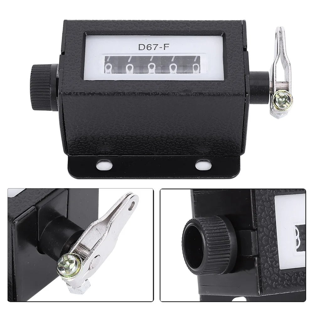Digit Counter Manual Counter Mechanical 5 Digit 0-99999 Pull Count Counter Rotary Knob Resettable Black with Spring Pull Counter