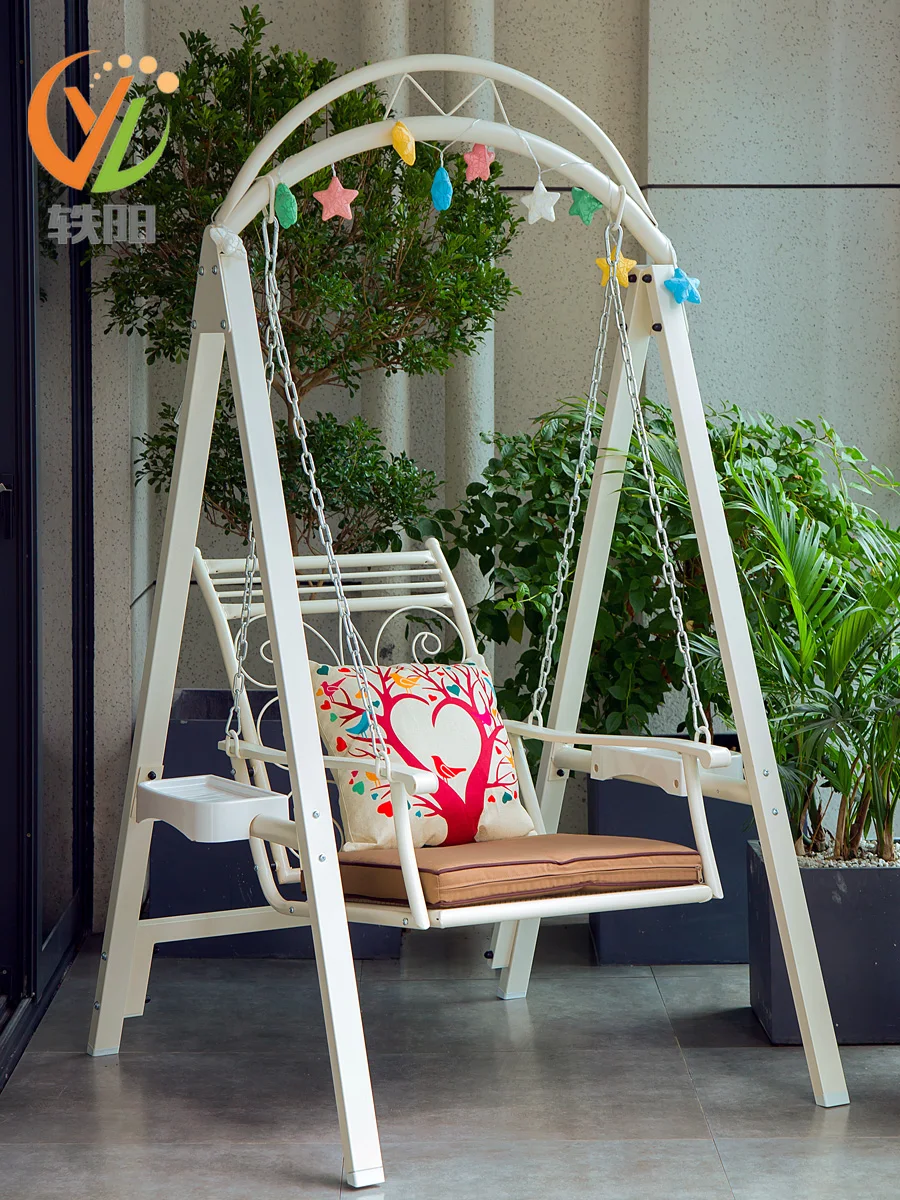 Balcony Glider Wrought Iron to Swing Hanging Basket Indoor Outdoor Single Swing